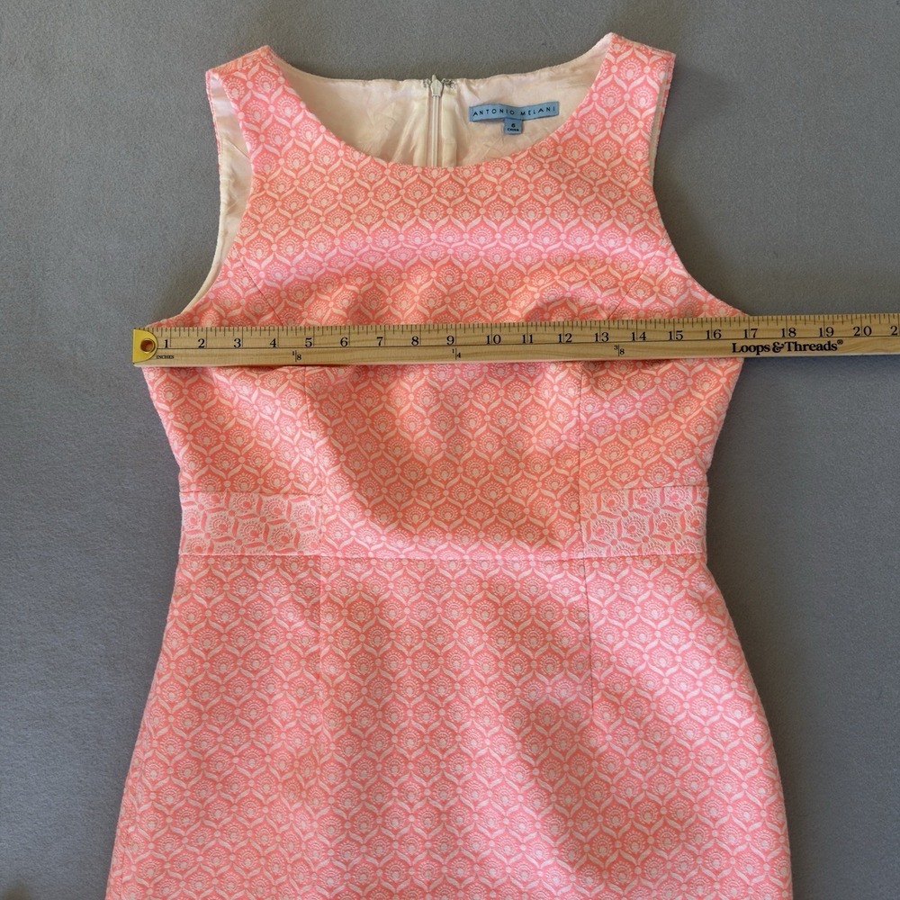 Antonio Melani Coral Geometric Jacquard Sleeveless Sheath Dress Size 6 - Picture 12 of 13